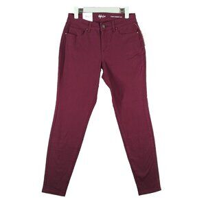 NWT $49 Style&Co Tummy Control Jeans Mid-Rise Curvy Skinny Leg Burgundy